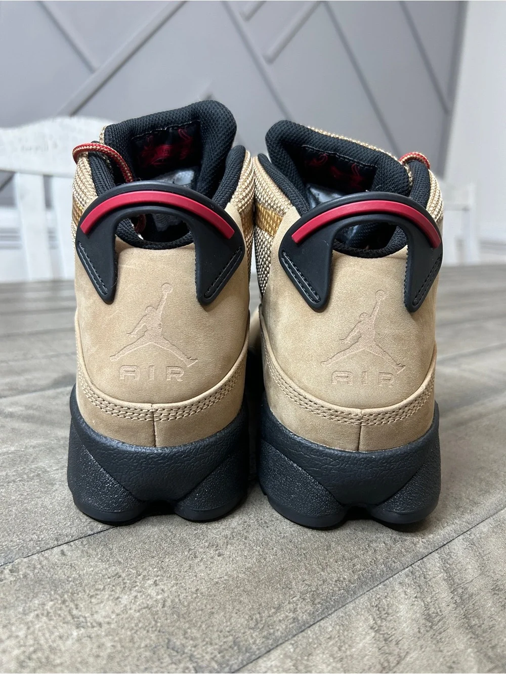Jordan 6 Rings Winterized Boots Mens Size 8.5 Wheat Flax Black Red FV3826-202